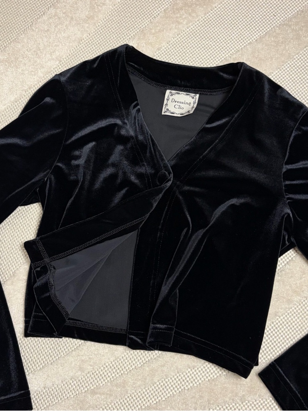 Vintage 90s Black Velvet Cardigan Jacket MED Whimsigoth Practical Magic Layer